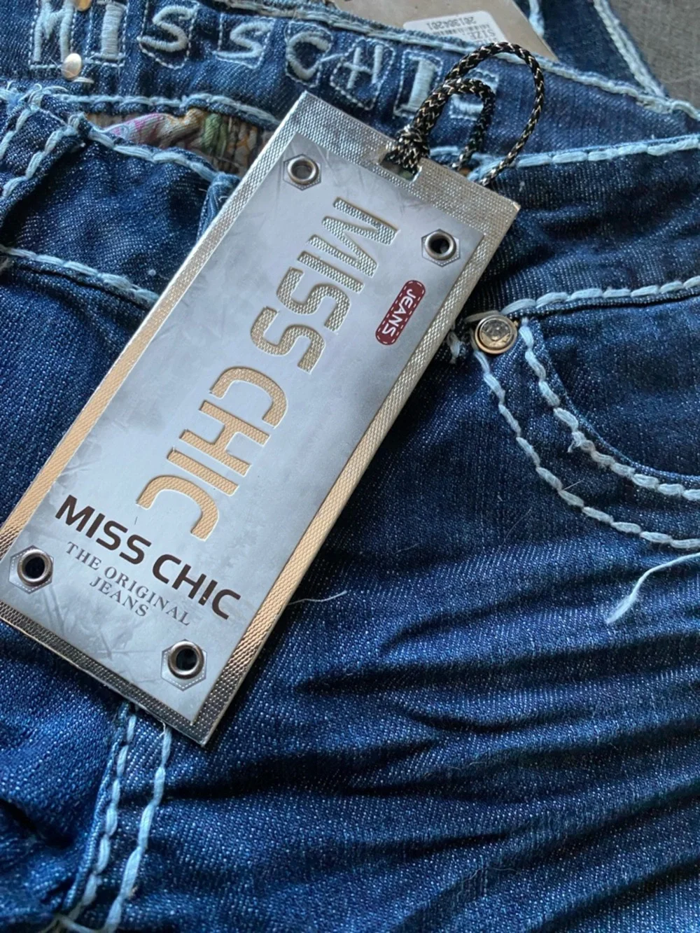 Y2K Miss Chic Jeans Denim Shorts Western Bling Cowgirl  Sz S,M - Picture 4 of 4